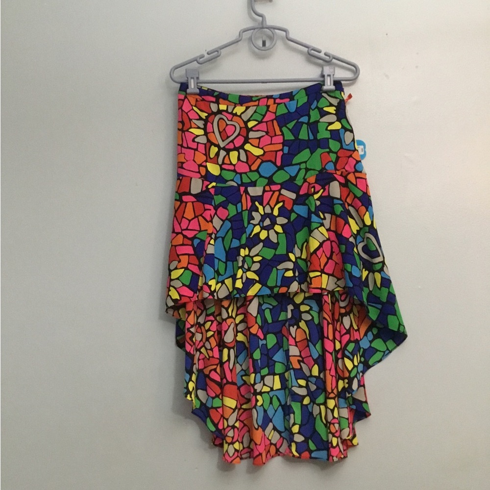 Nanette Lepore Multicolor Mosaic High-Low Skirt
